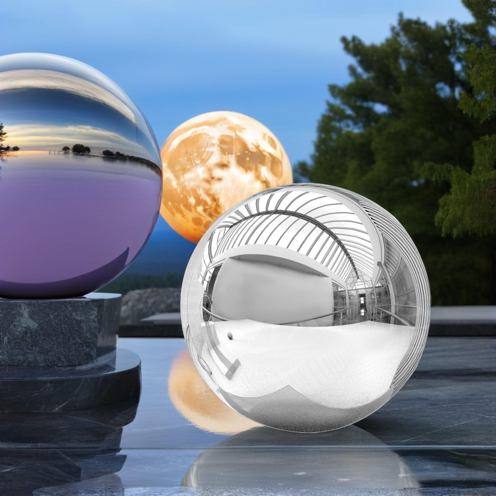 Didiseaon Sfera Riflettente in Acciaio Inossidabile Design Semplice, Palla Decorativa da Giardino Resistente e Non Facile da Deformare, per Decorare la Camera da Letto
