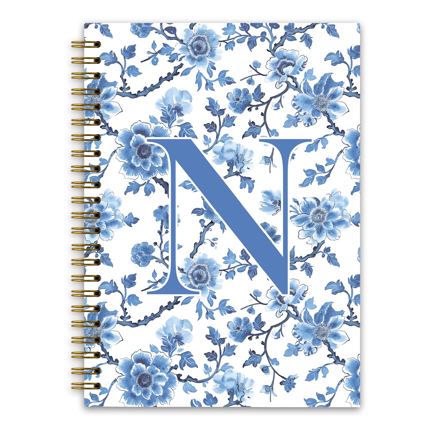 NaZaUK Blue Initial N Custom Notebook Journal, Journal for Teen Girls, Personalized Teen Girl Gifts, Monogrammed Gifts for Women Teen Girls, Custom
