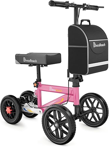 Miniatura 10 de Patinete de rodilla todo terreno orientable, alternativa a las muletas, patinete médico de lujo con doble freno de mano, para adultos