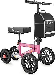 Economy Steerable Knee Walker - Compact Crutch Alternative for Foot Injuries with Dual Braking System (Pink)