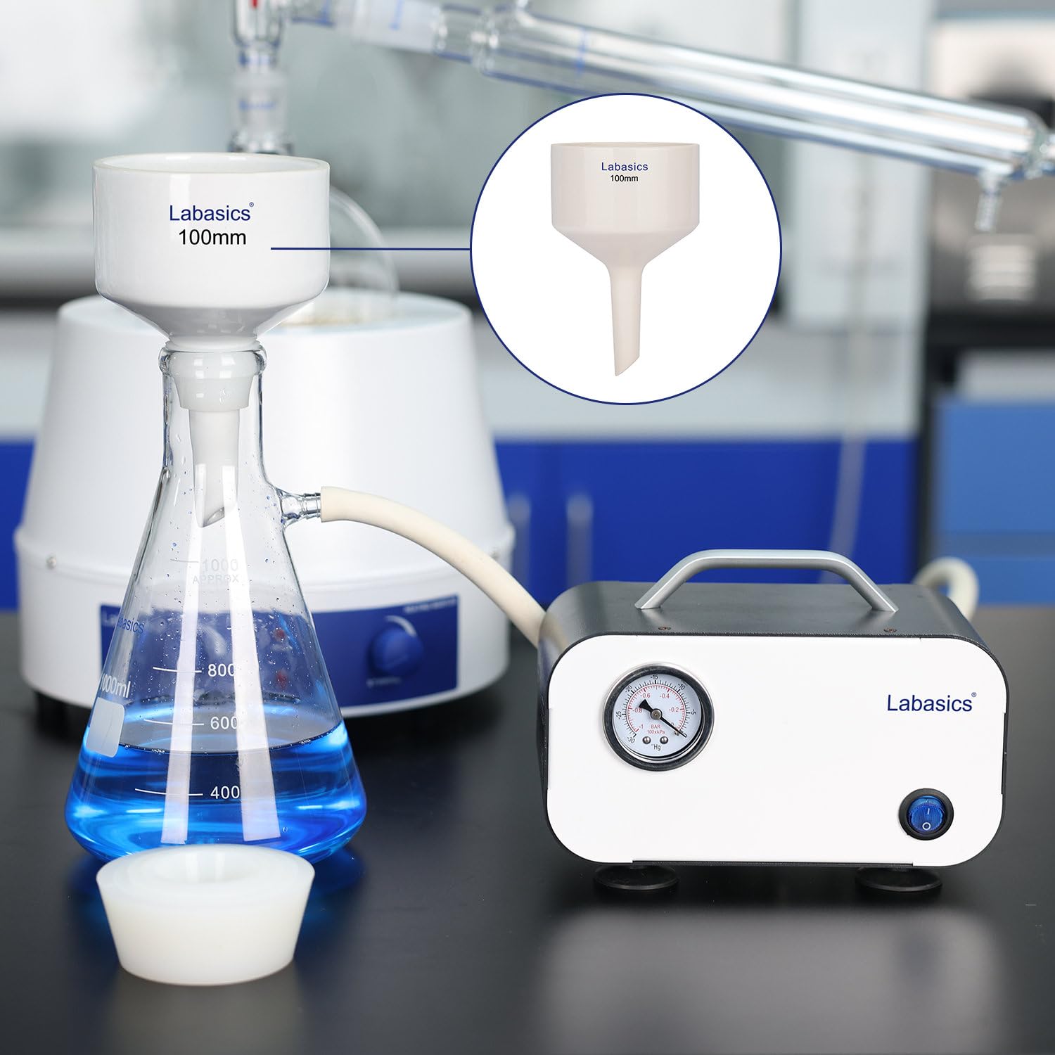 Labasics Porcelain Buchner Funnel 250 mm, Porcelain Buchner Filter Funnel OD 25 cm ID 23.0 cm for Laboratory