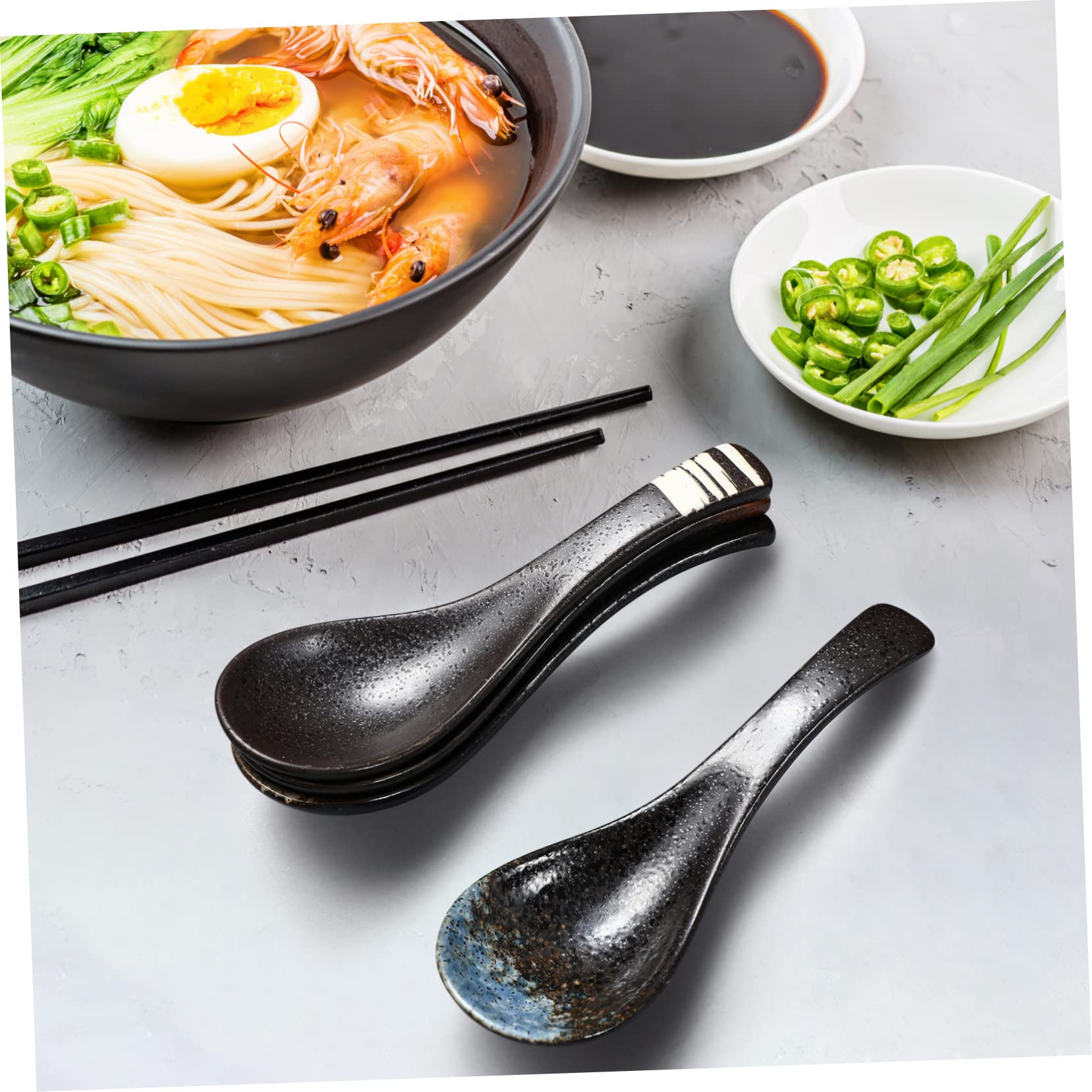 Cabilock 10 Stück Teiliges Japanische Keramiklöffel Multifunktionale Suppenlöffel Leicht Glatte Kanten Umweltfreundliches Küchenutensil für Zuhause und Restaurant Klassische Asiatische