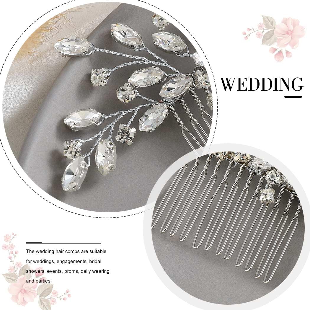 Asooll Rhinestone Sparkly Bridal Hair Comb Silver Crystal Hair Pieces Wedding Hair Accessories for Women - Image 6