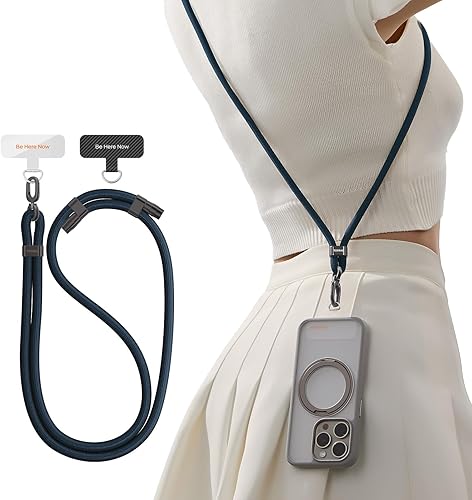 Miniatura 10 de TORRAS Cordón cruzado para teléfono con 2 pestañas para teléfono, correa ajustable antirrobo para todos los teléfonos, hebillas de metal premium,