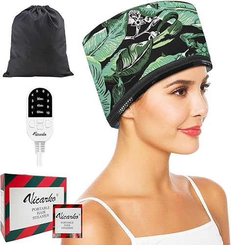 VICARKO Vaporizador térmico para el cabello, acondicionador profundo, tratamiento del cuero cabelludo negro natural, spa, cuidado de la cabeza