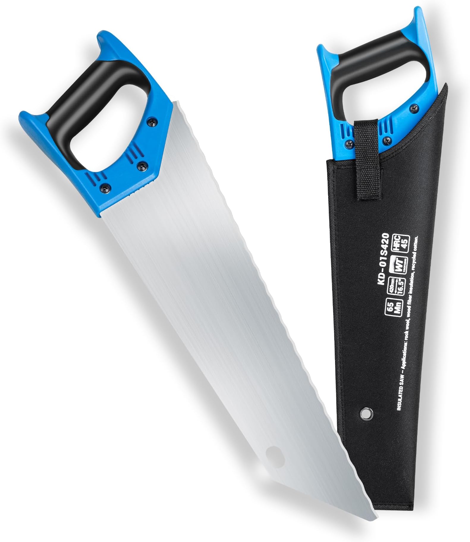 Insulation Hand Saw, 16 Inch Steel Blade Wavy Teeth Serrated Sharp Utility Tool, Insulation Saw for Cutting Wood Fiber Board, Foam, Mineral Wool, Styrofoam Rockwool
