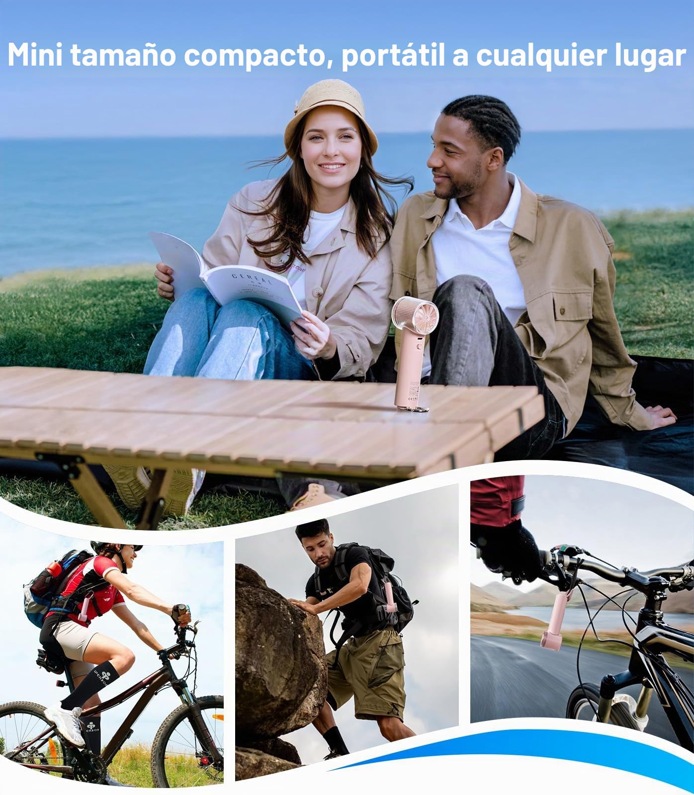 TORRAS Coolify iva - Ventilador portátil para enfriar hielo de 5000 mAh, ventilador personal recargable de 0 a 100 velocidades, ajustable, súper mini pero potente ventilador portátil