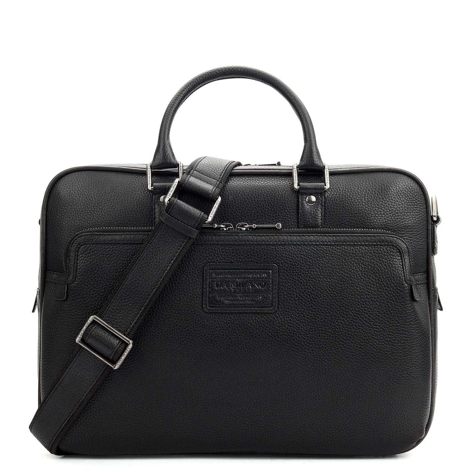 da milano Leather Laptop Bag for Men & for Women - Fits Upto 15" Laptop - Black (10063)-picture-33