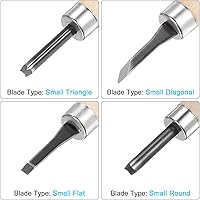 Vista 3 de uxcell Juego de 4 cinceles de cuchillos de tallado de madera, acero al carbono 50#, pequeño, diagonal, diagonal, redondo, triangular, Graver