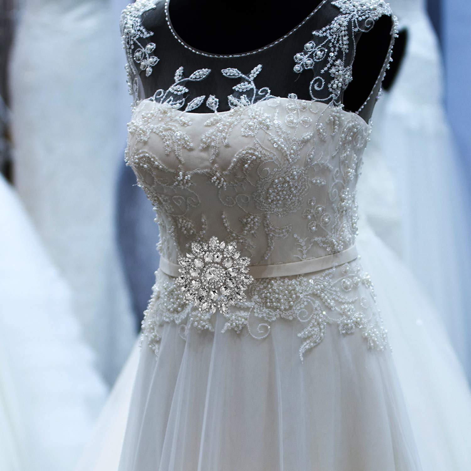 Trimming Shop Écusson à Coudre En Cristal Avec Strass Pour Décoration De Robe De Mariée, Robes Et Accessoires De Mode (80 Mm