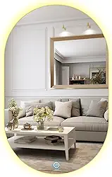 Espelho Led Oval Decorativo 60x40cm Lapidado Touch Screen (6000K LUZ FRIA)