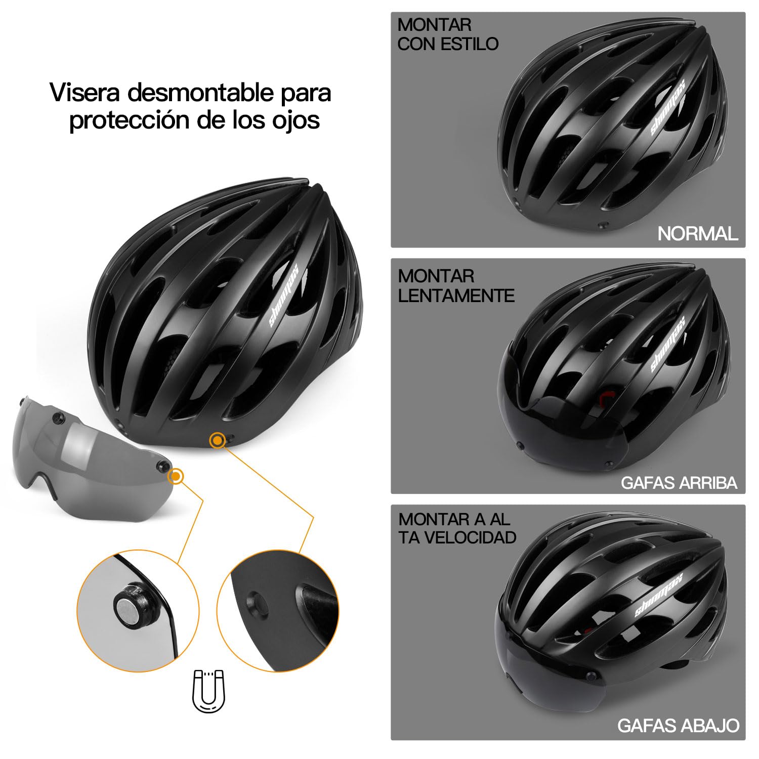 Casco Bicicleta Adulto con Luz LED – Casco MTB Carretera y Montaña, Ajustable, Visera Desmontable, Material EPS, Certificado CE y TÜV, Alta Protección y Ventilación (Modelo KL-049)