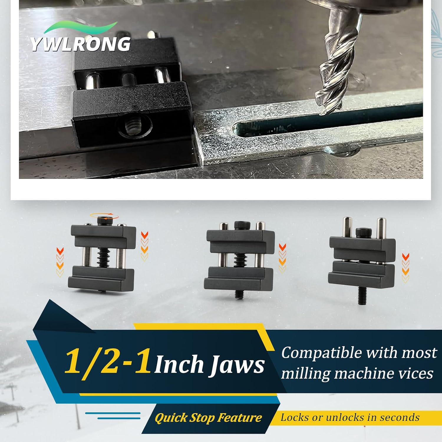 2PCS Milling Vise Work Stop, Steel Quick Clamp Jaw Stop