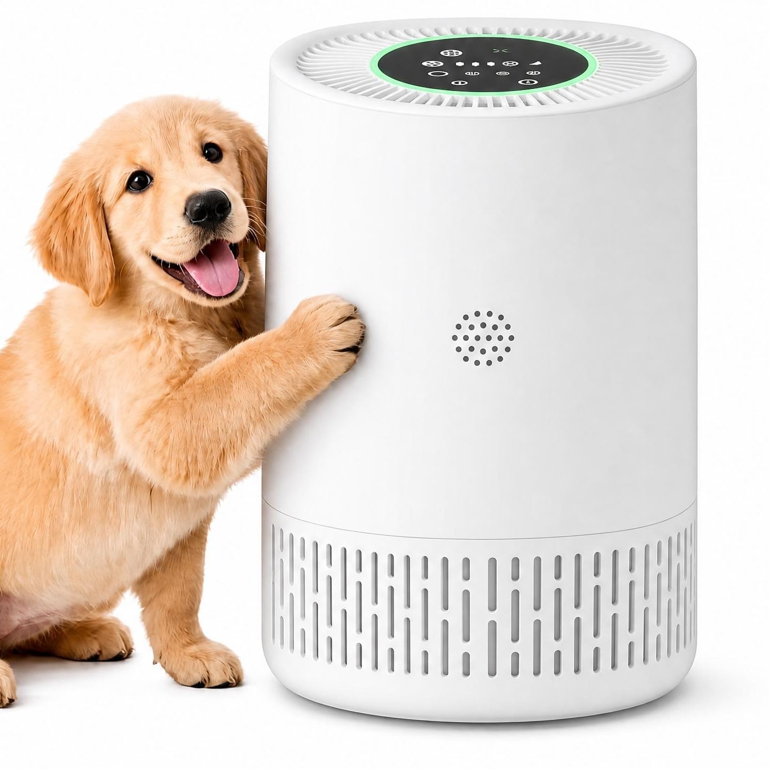 Purificatore d'aria con HEPA + filtro ai carboni attivi, CADR 100 m³/h per fino a 15 ㎡, 5 livelli, modalità automatica, modalità standby 24 dB, timer, sicurezza per bambini, 5 V Type-c USB