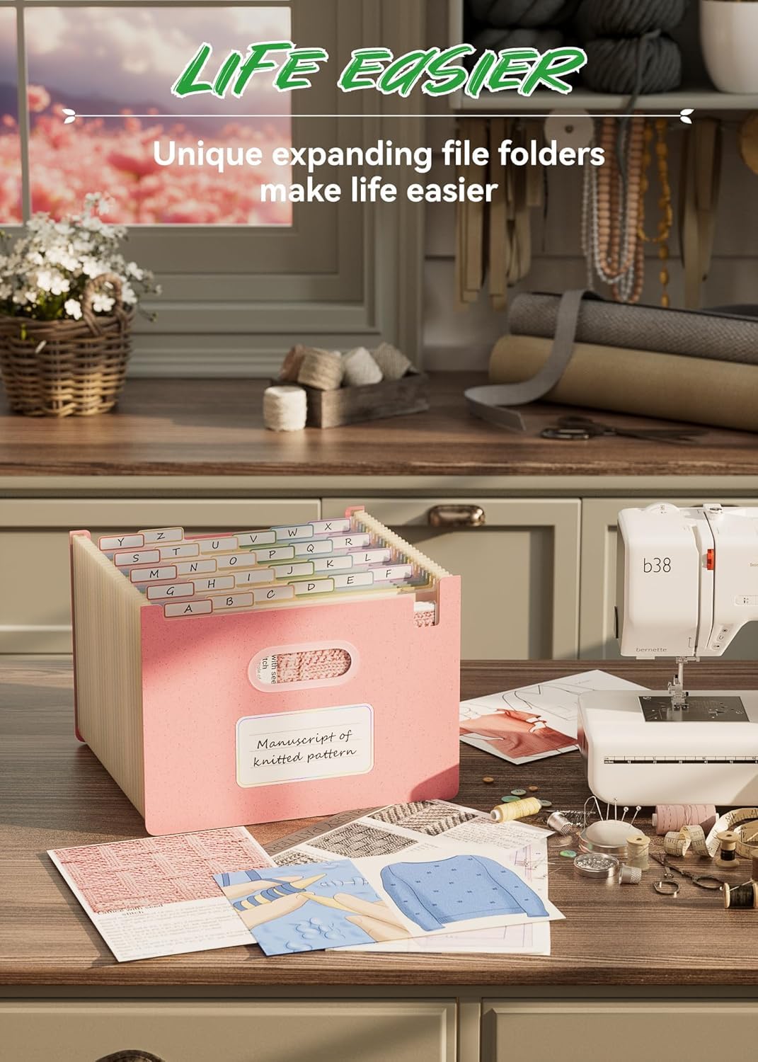 Organizer per documenti a fisarmonica, 26 tasche, in paglia di grano, espandibile, verticale e aperto, organizer per ricevute dalla A alla Z, 100% senza BPA, ritorno alla natura, vita sana, formato