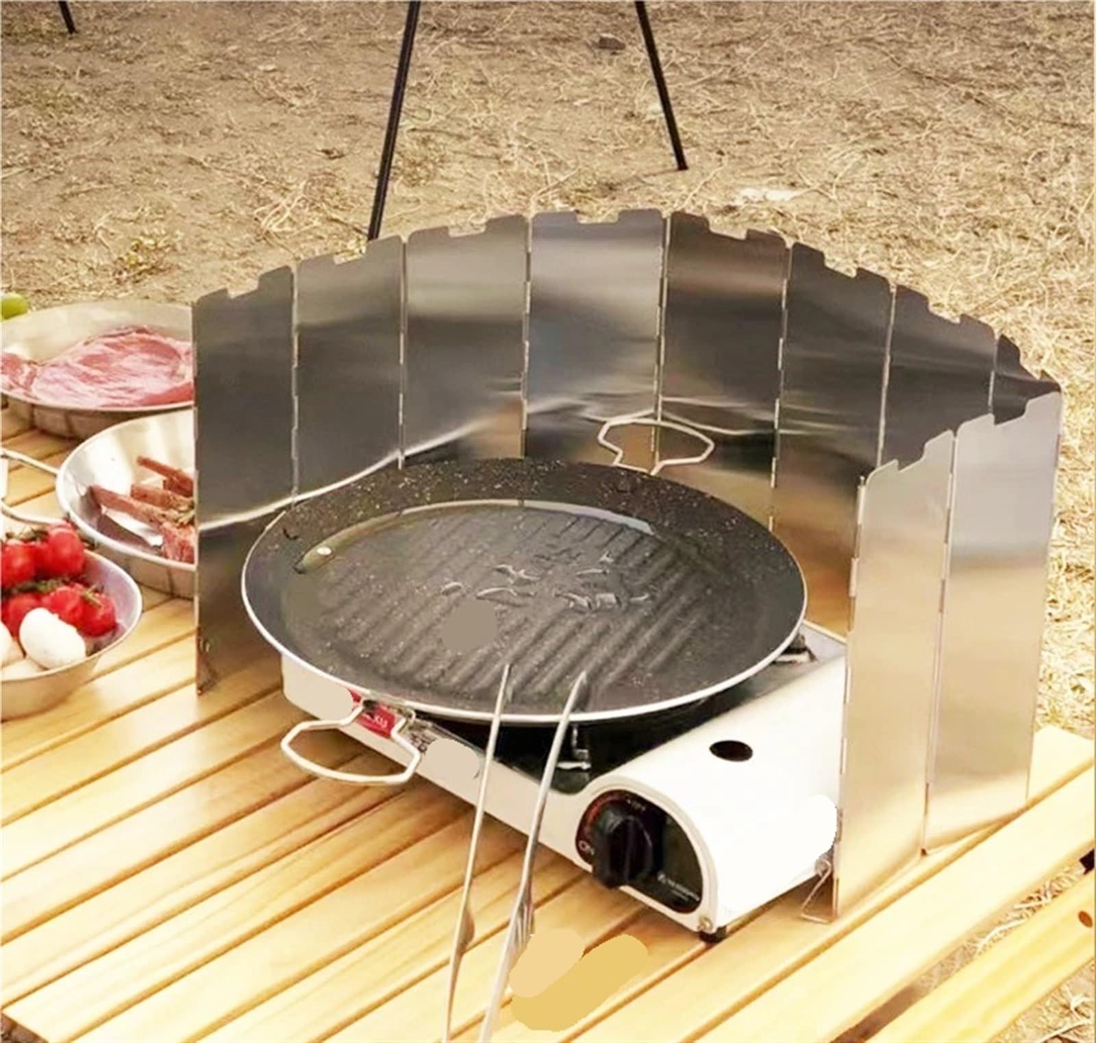 Parabrezza for fornello da campeggio in lega di alluminio | Scenario di utilizzo: campeggio all'aperto escursionismo picnic barbecue zaino in spalla(Windshield B)