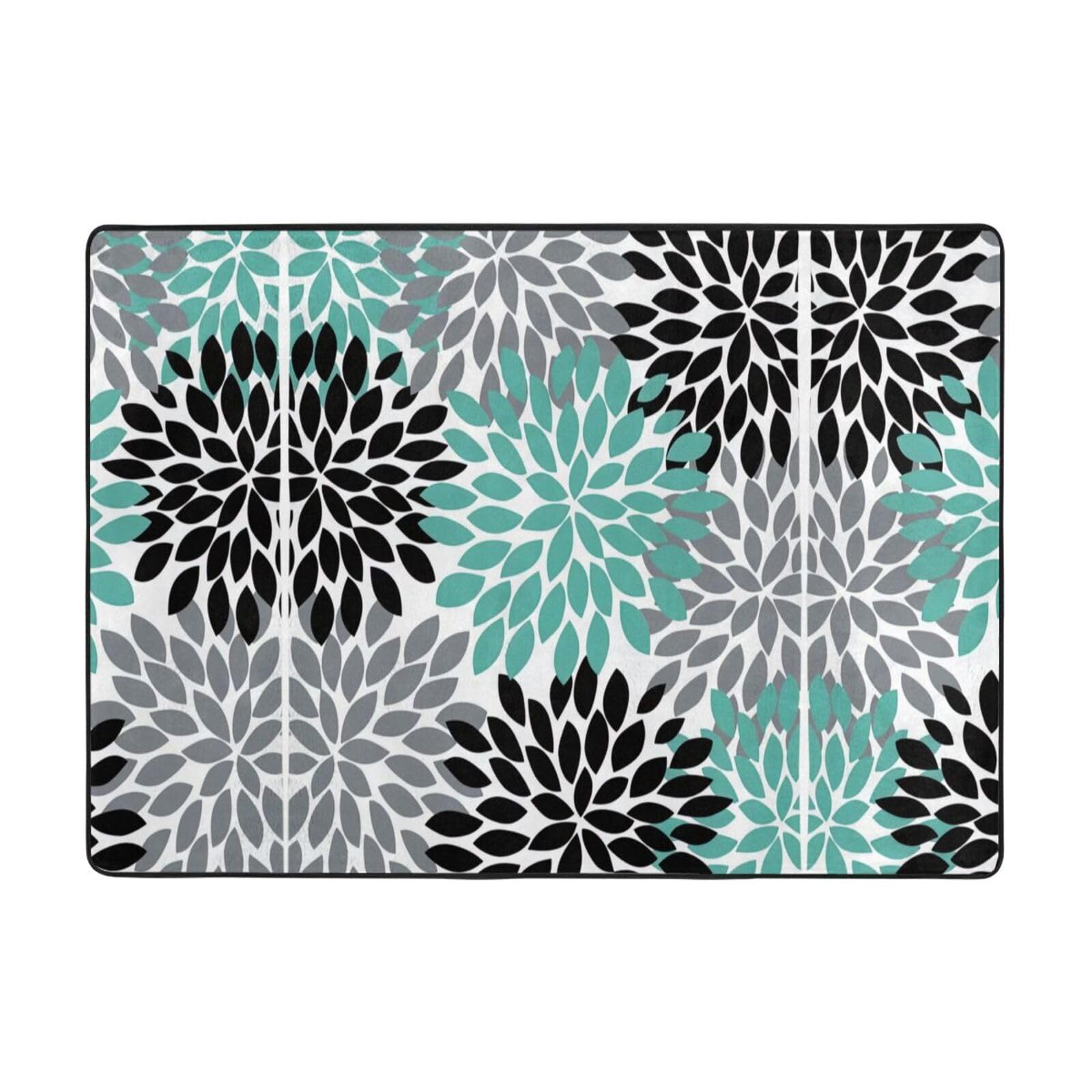 Tapis à imprimé floral dahlia 150x200 cm doux pour salon et chambre