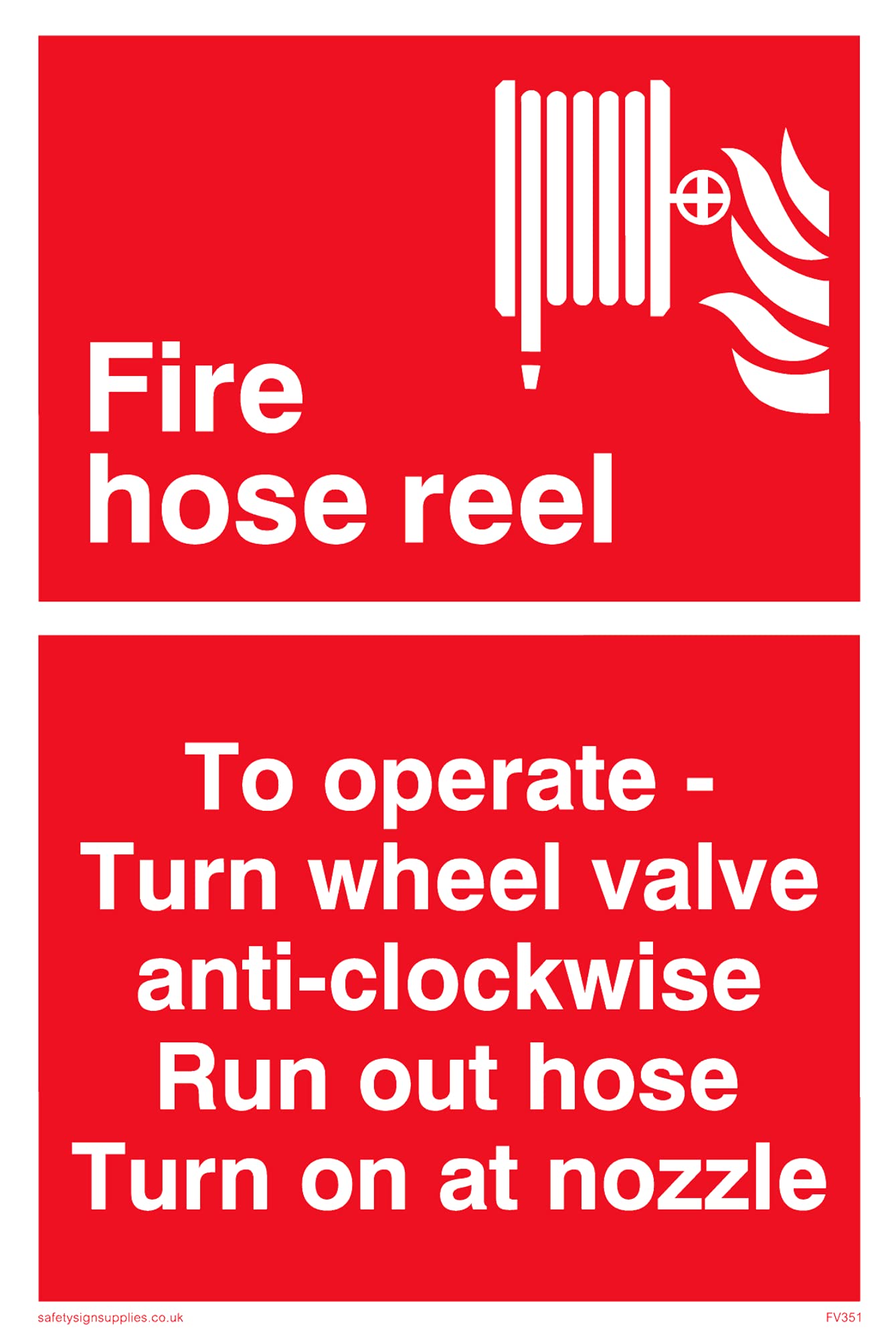 Pack of five - Fire Hose Reel (manual) Sign - 100x150mm - A6P