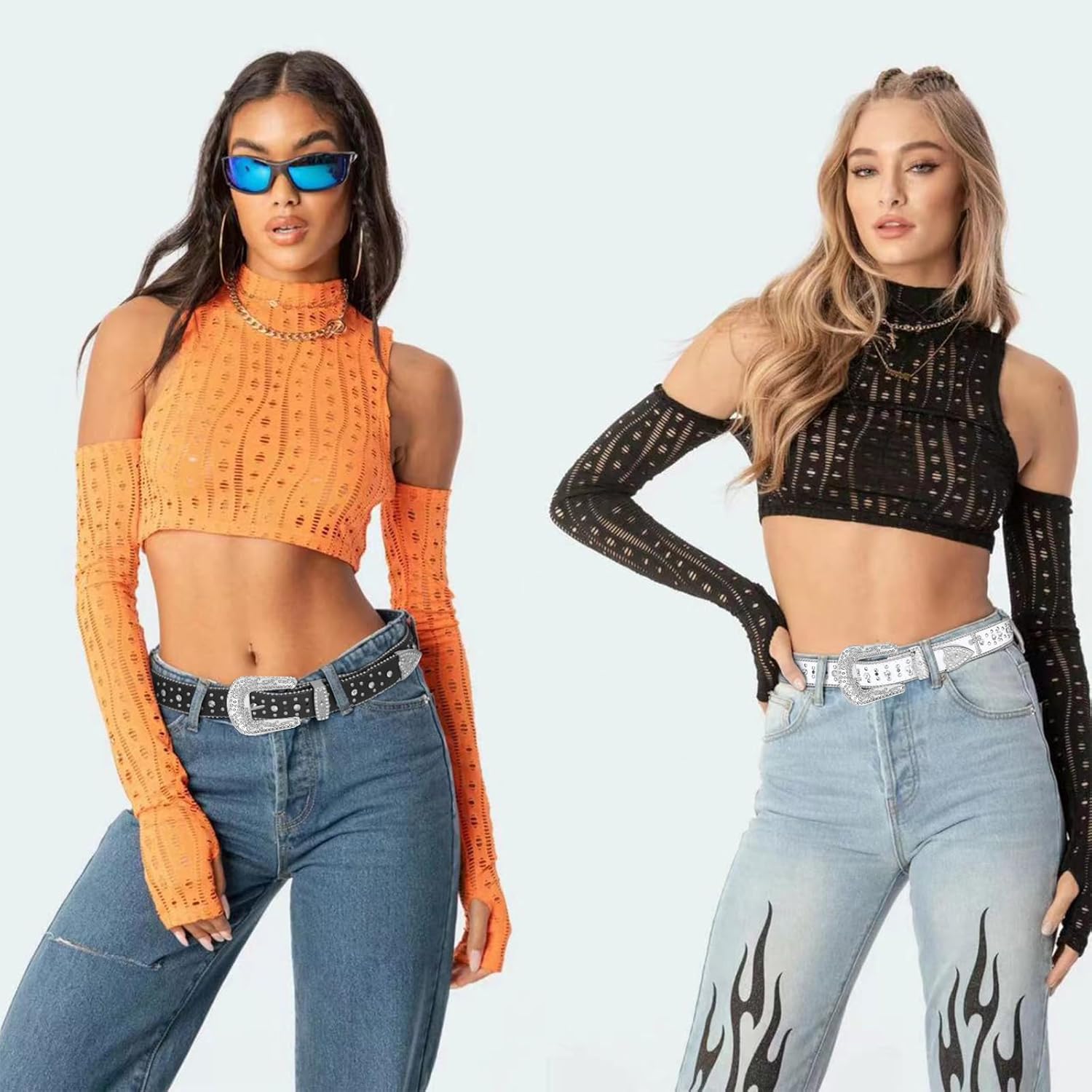 Sparkly Rhinestone Diamond Sequin Studded Belt for Men & Women - Western Cowgirl Cowboy Style - Image 7