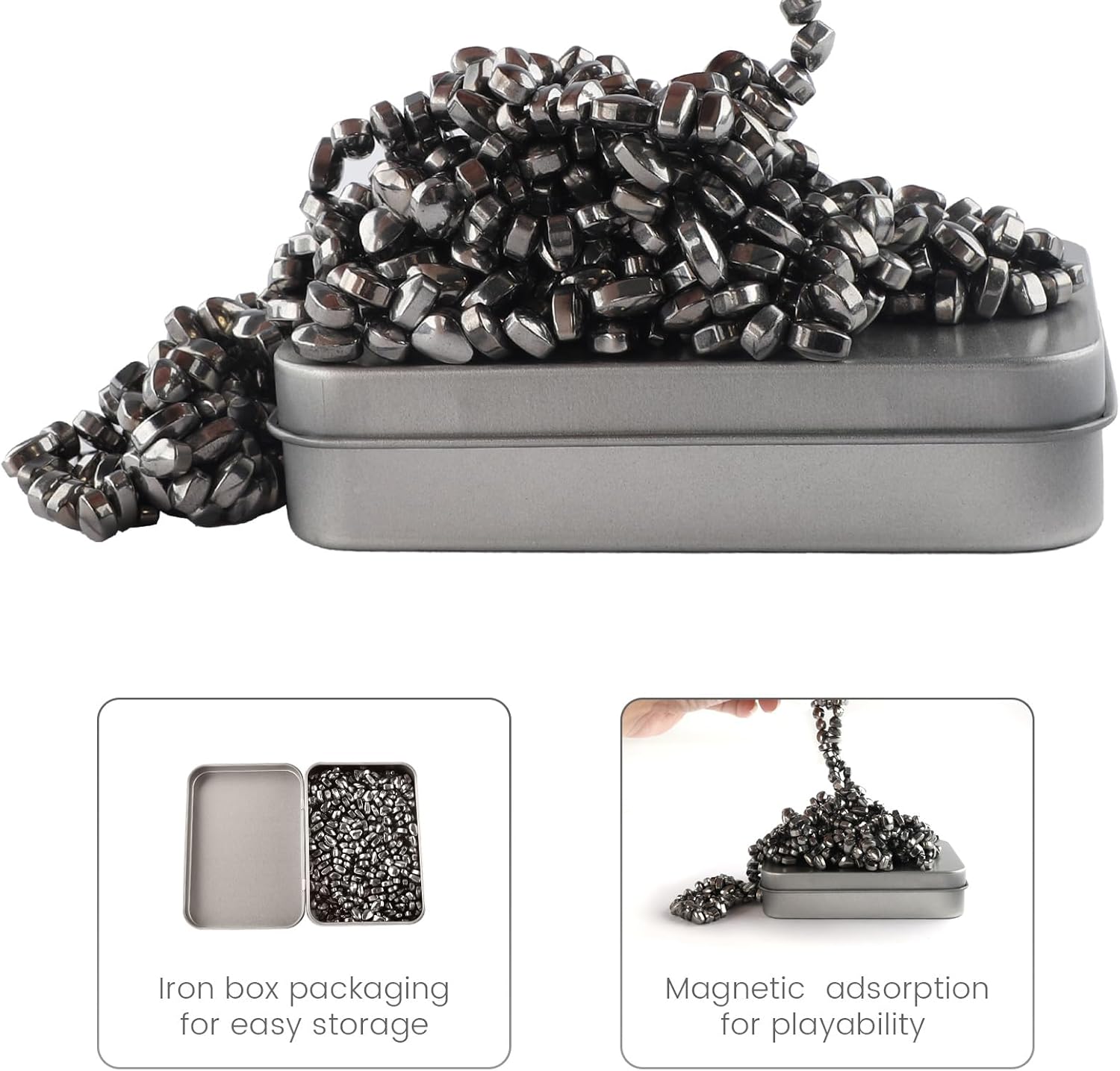 Magnetic Stones 500 PCS Mini Magnetic Putty Desk Fidget Toys for Adults Magnetic Beads Desk Toys for Office (slive)