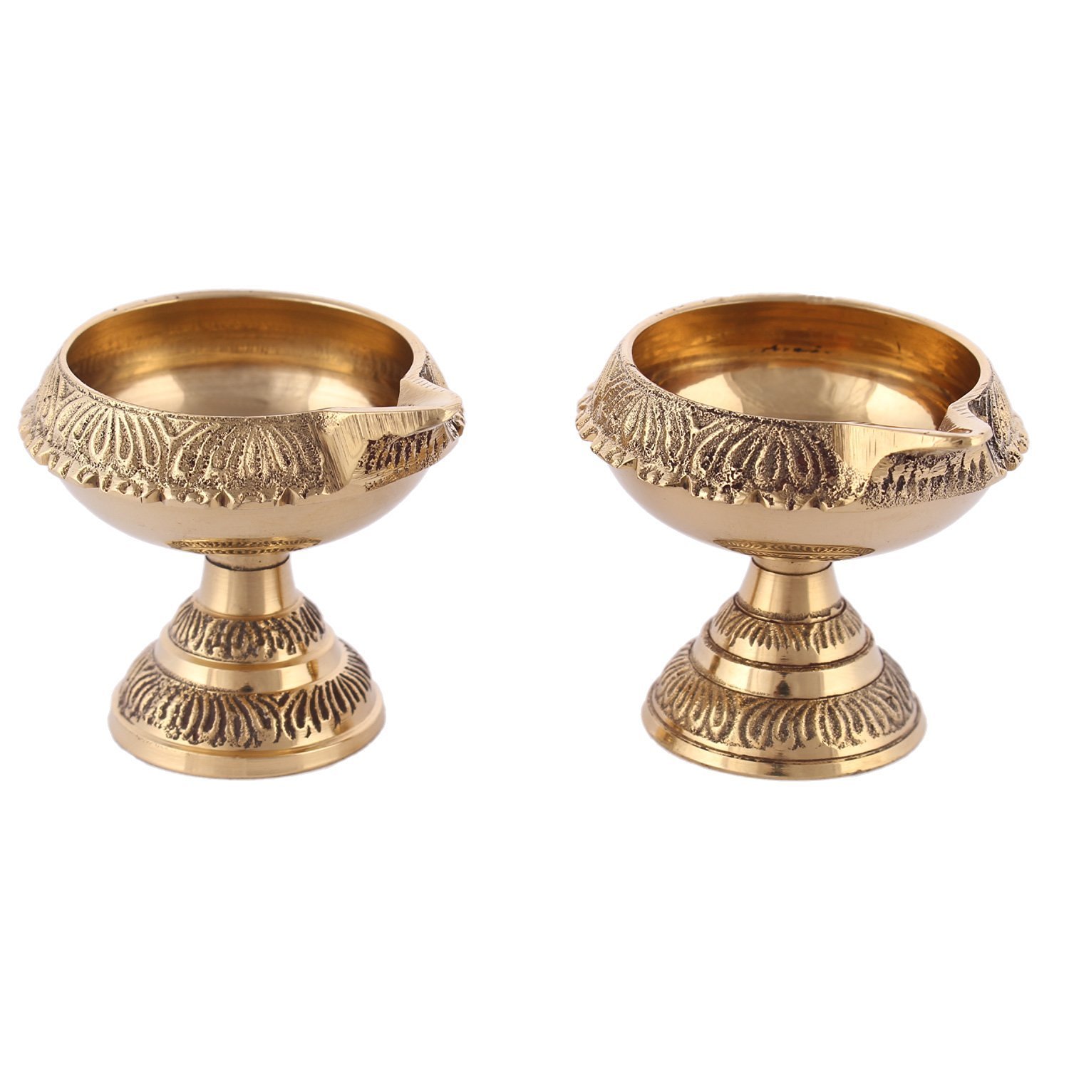 SPHINX BRASS KUBER EMBOSSED OIL DIYA (2.5 X 3 INCHES) (2)