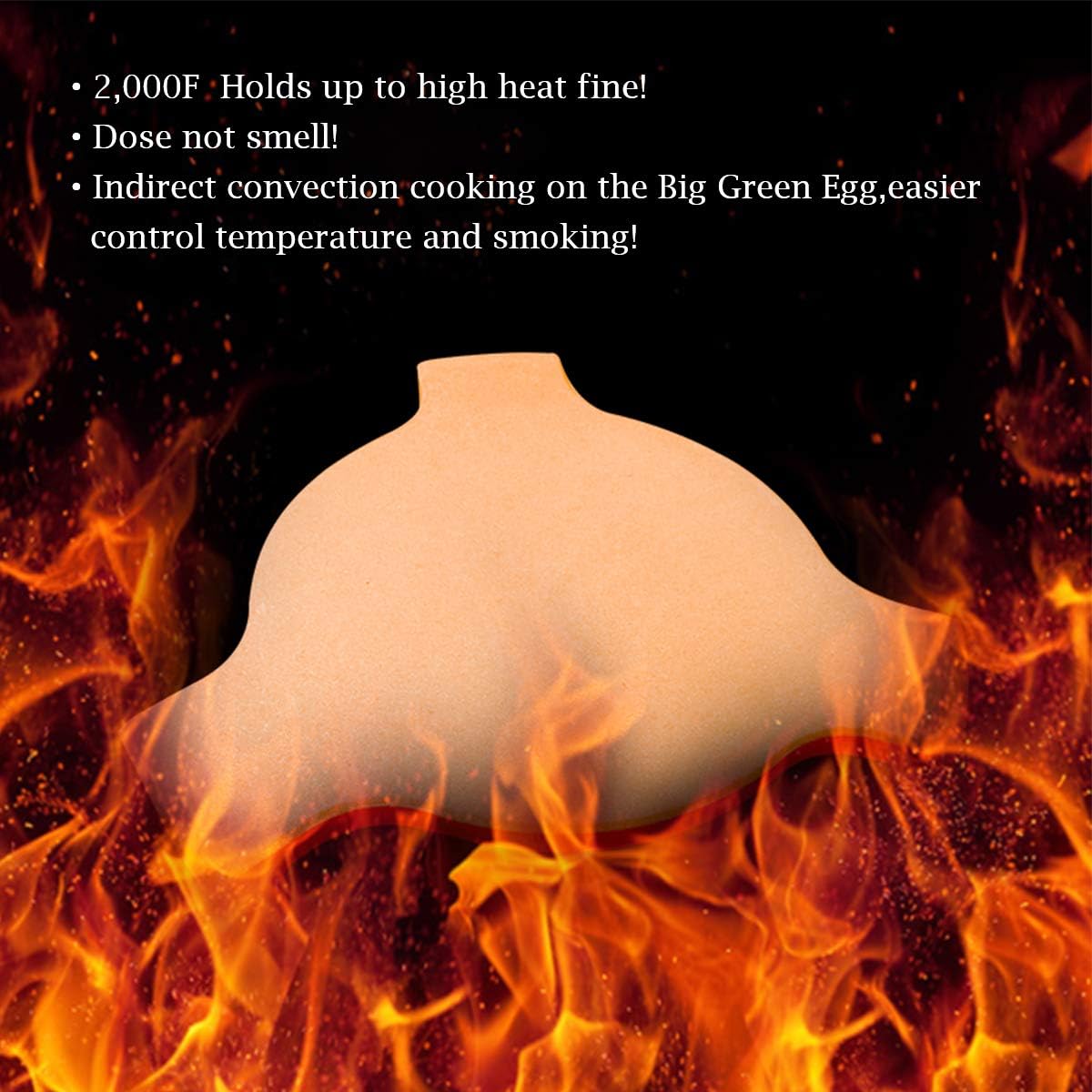 QQMaster 18" Plate Setter Big Green Egg Accessories Heat Deflector Smoking Plate Pizza Stone with 3 Legs for Large Big Green Egg,18" Kamado Grill,18" Grilling Surface Grill Grate Extender-Extra Thick : Patio, Lawn & Garden