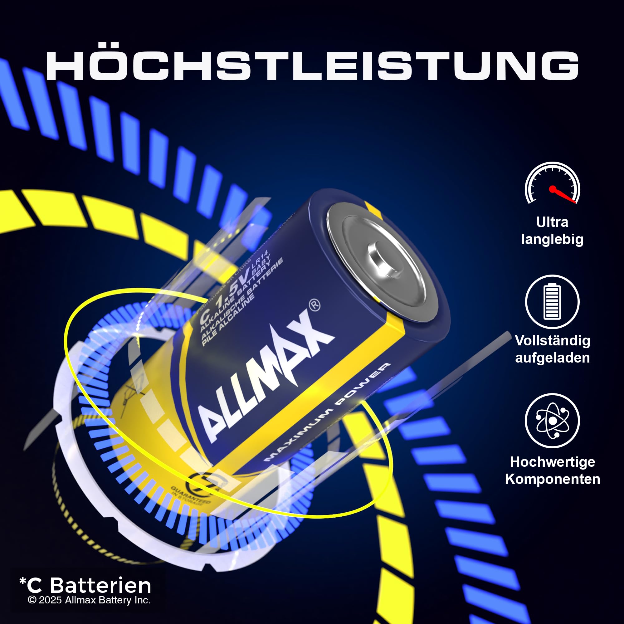 ALLMAX C Baby Alkaline-Batterien (LR14), Maximum Power, 48 Stück, 1,5 V