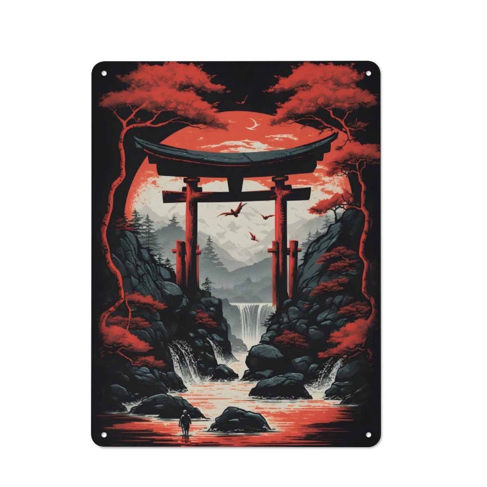 Junmoney Torii Gate 1 40X30cm Retro Metal Sign With For Café Or Restaurant, For Collectors Decorating Cafés And Restaurants