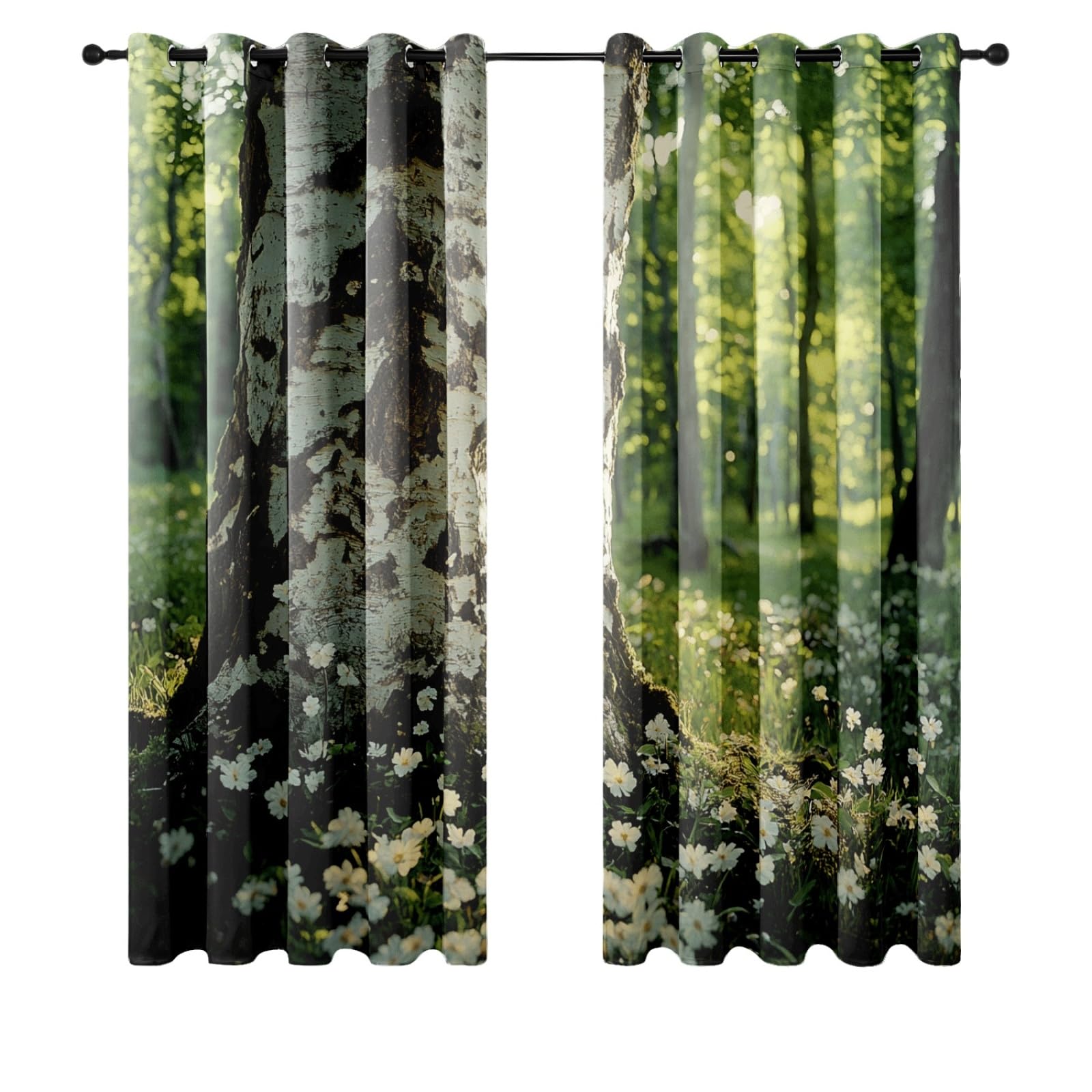 Curtain Elfenbeinweiß Grün Gardinen Blackout Curtain Polyester Vorhang mit Ösen Waschbar Vorhänge Living Room Verdunklungsvorhänge Schlafzimmer Gardienen Vorhang Blickdicht 2x85x200cm