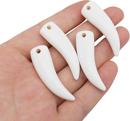 Miniatura 6 de Julie Wang Dije de diente de lobo de resina para Halloween, 90 piezas para collares, aretes, pulseras, joyería, decoración del hogar, suministros de