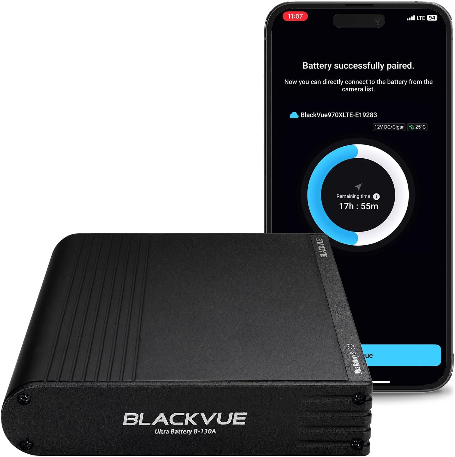 - Blackvue B-130A Ultra Battery - Fast Charging Dash Cam Battery Pack, 12V/24V, USB Power, Smart App & Cloud Monitoring, Exclusively Dashcam