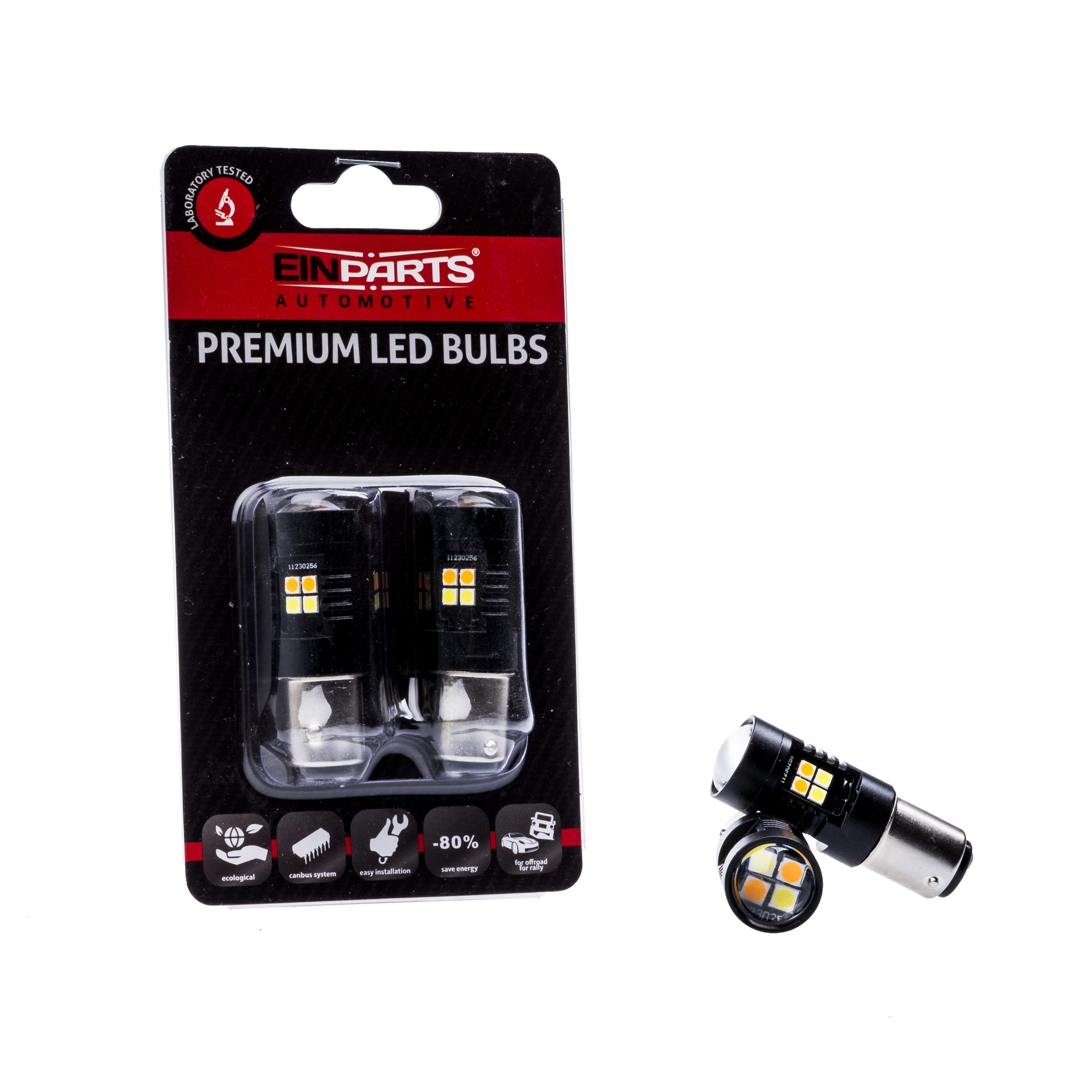 EinParts P21/5W LED Lampadine Dual Color (Bianco/Arancia) 12V per Auto 16 x SMD 3030 LED, BAY15d