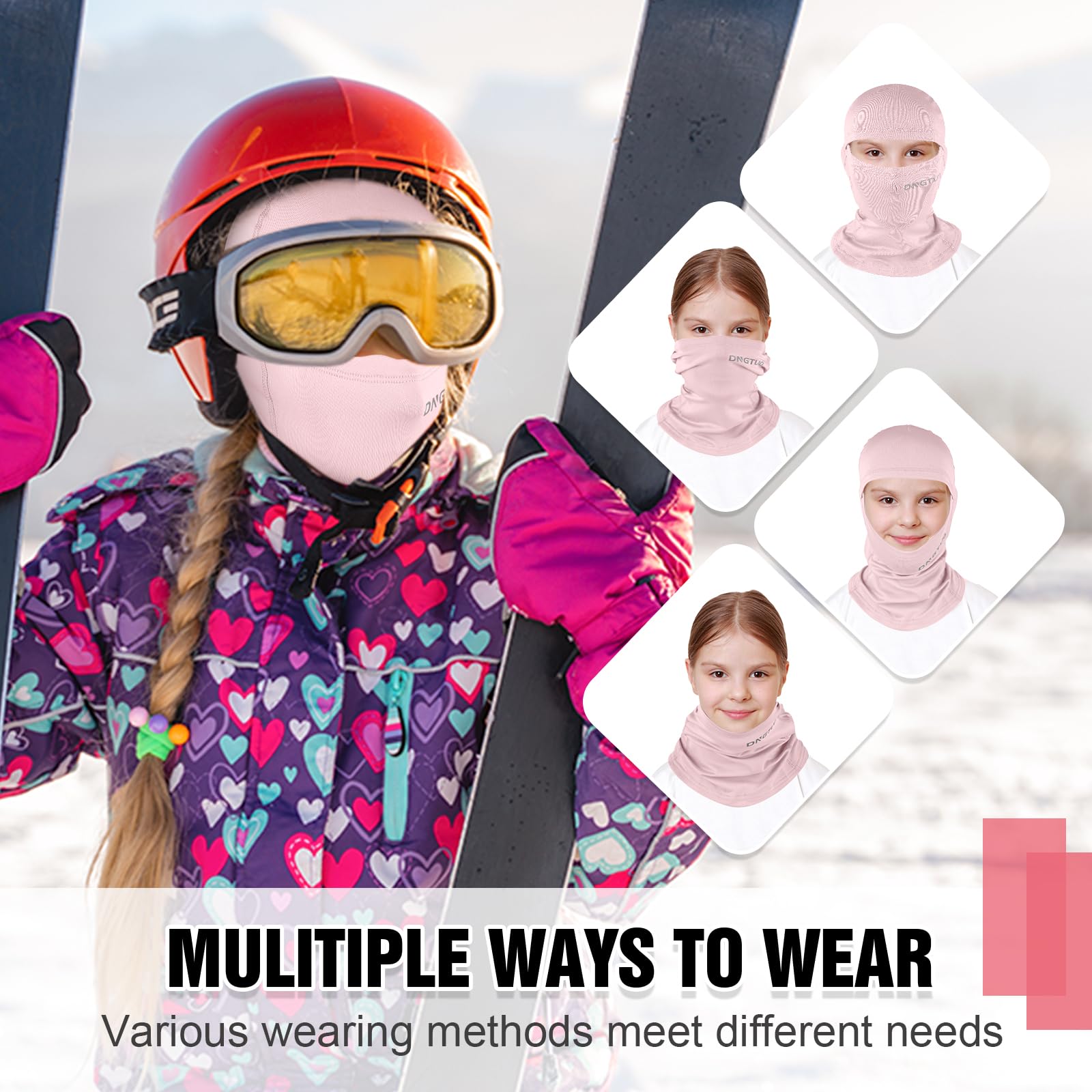 Pasamontañas Térmico Invierno Niños 4-12, Multifunción Prueba de Viento Forro Polar Cálido Máscara de Esquí de Ciclismo Sombreros Gorro con Calentador de Cuello, Mascarilla para Niños Niñas
