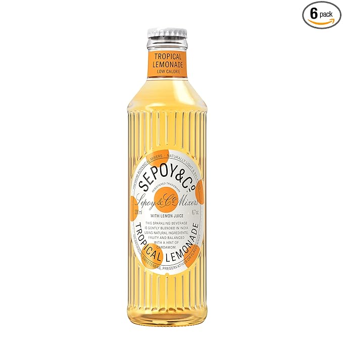Sepoy & Co. Tropical Lemonade (Pack of 6 X 200 ml) | Premium Tropical Margarita Mixer | Low Calorie | Aerated Drink | 100% Natural Ingredients
