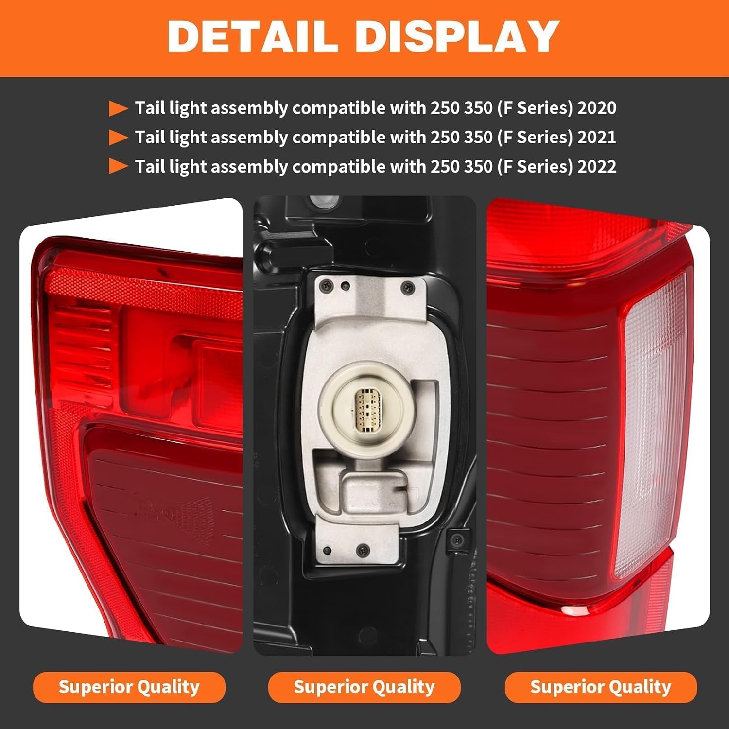 Tail Light w/Blind Spot Compatible with 2020 2021 2022 (F Series) 250 350 Super Duty Rear Lamp Taillight Left Side LC3Z13405E FO2800282 (Left)
