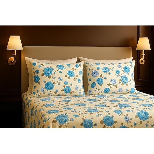 HOUSE FOX Double Bedsheet + Zipper Pillow Covers 90x100