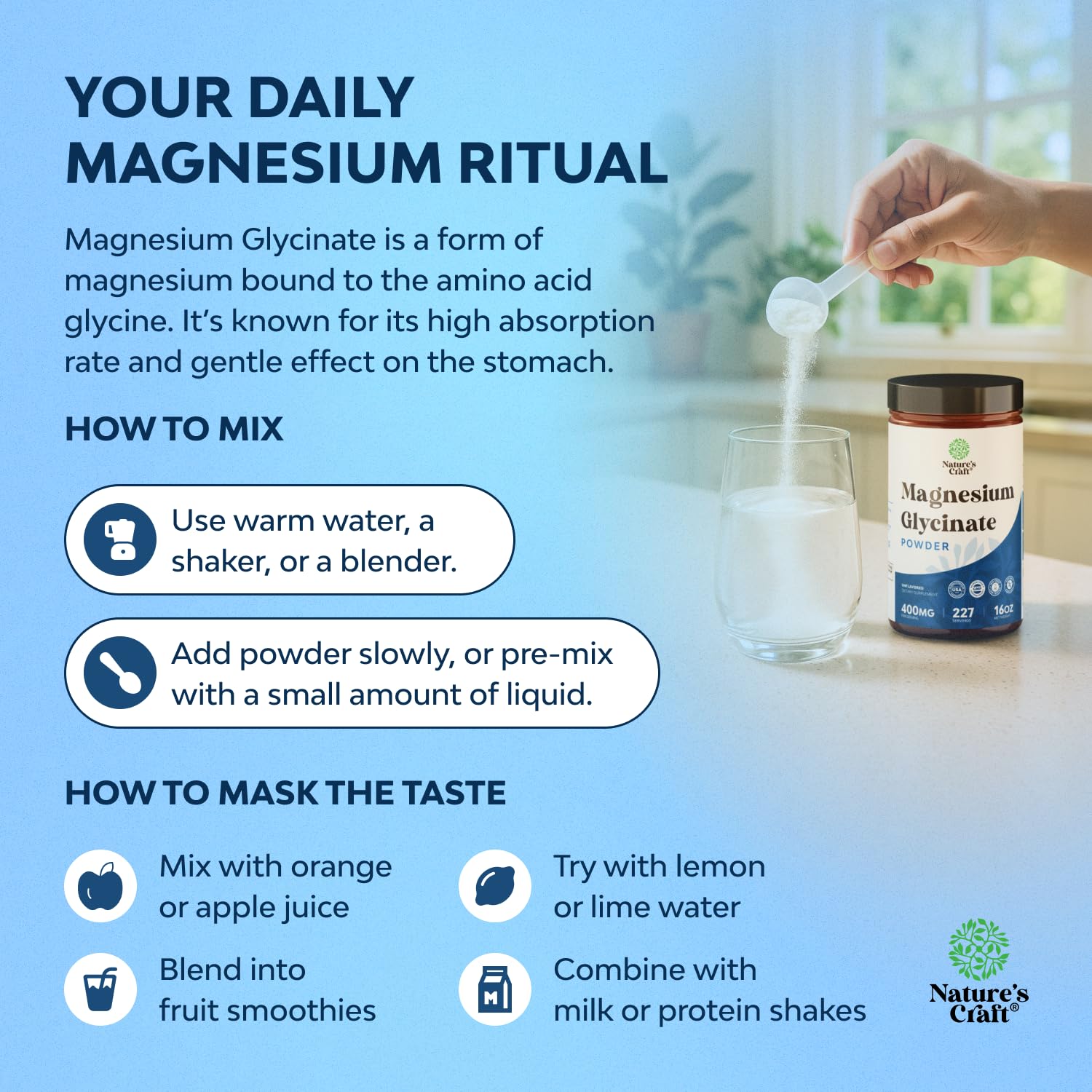 Magnesium Glycinate Powder Unflavored 400mg for Sleep & Calm- 16 oz — Amazon image 3