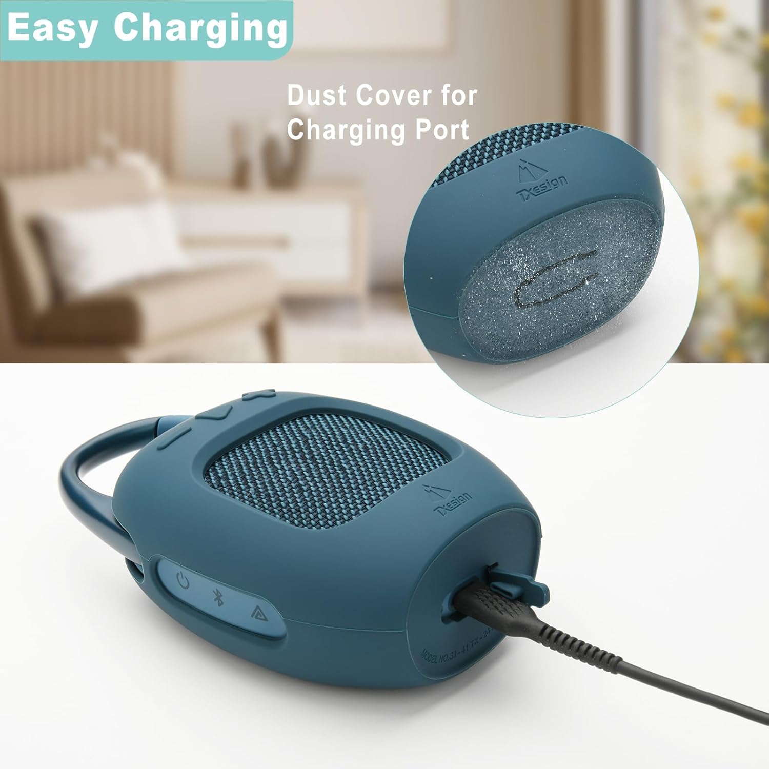 TXEsign Silicone Case Compatible with JBL Clip 5- Portable Speaker Stand Up Protective Carrying Case Cover for JBL Clip 5 (Blue) - Image 4