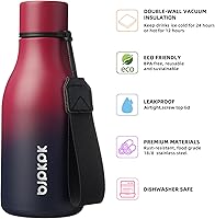 Vista 153 de BJPKPK Botellas de agua aisladas, botella de agua de metal de acero inoxidable de 18 onzas con correa, termo a prueba de fugas sin BPA, tazas