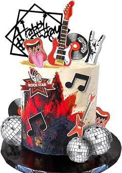 Guitar Cake Toppers Music Theme Birthday Cake Toppers Electric Guitar Model Rock And Roll Cake Decorations For Rockstar Theme Party Red