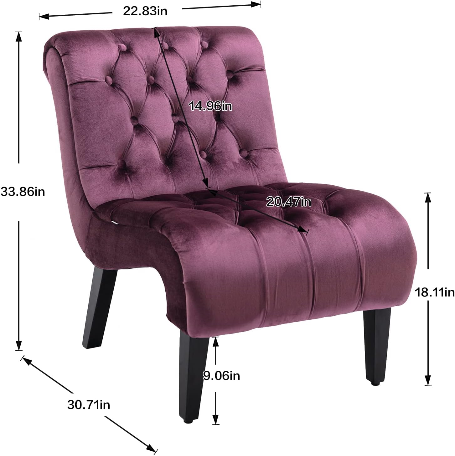 Accent Chair Comfort for Living Room,Lounge,Bedroom,Office Decorative,Velvet Tufted Armchair,Upholstered Barrel Chair Square Bedroom Chair Perfect,Accent Living Room Chair/Leisure Chair (Purple)