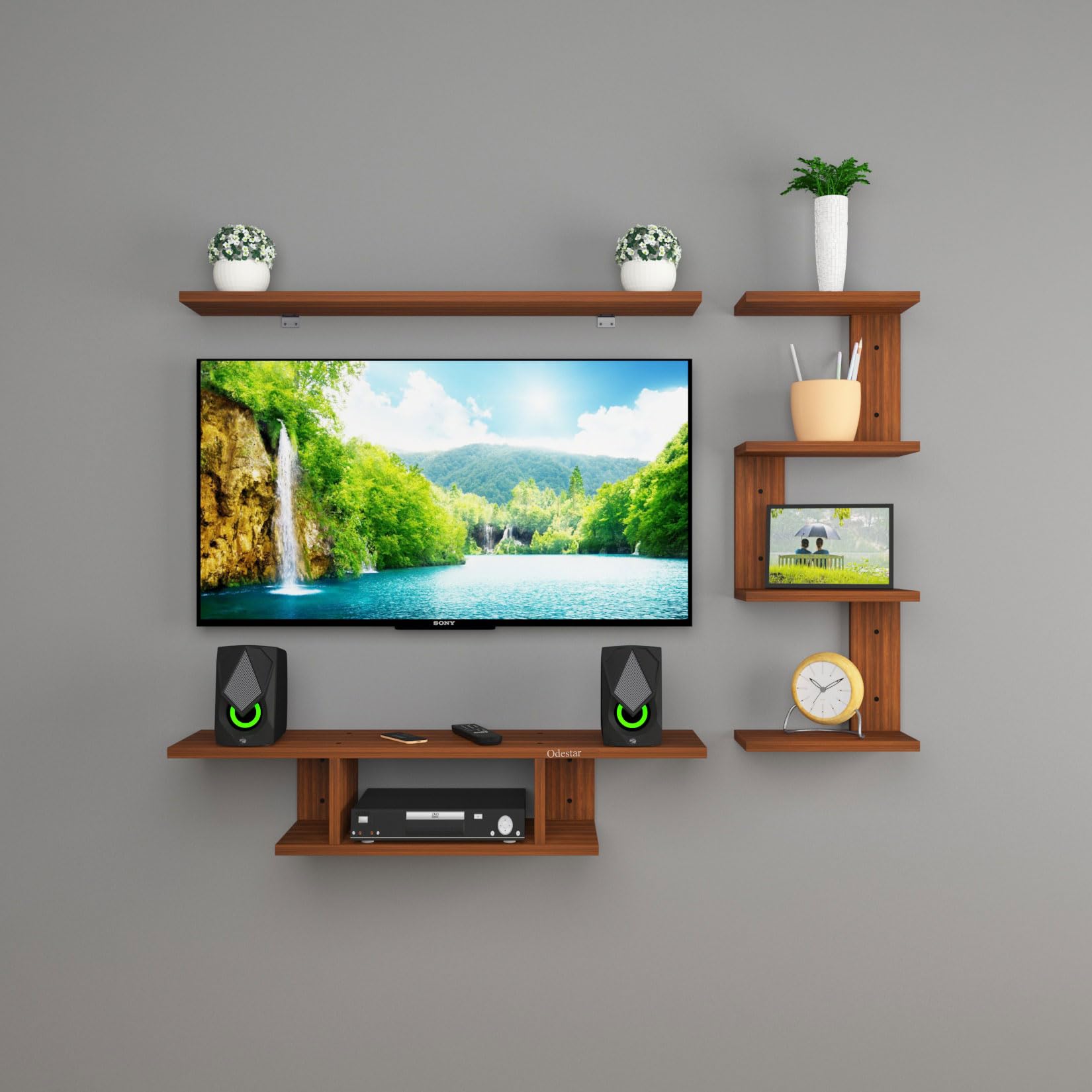 Odestar Scott Engineered Wood TV Entertainment Unit Set Top Box Stand, Mounted TV Unit - Ideal for Upto Size 32 & 43 inch (Black & White)-image-7