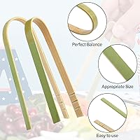 Vista 3 de Thyle 500 pinzas de bambú desechables de 4 pulgadas, utensilios de cocina largos de bambú para charcutería, alimentos autoservicio, cocina, boda