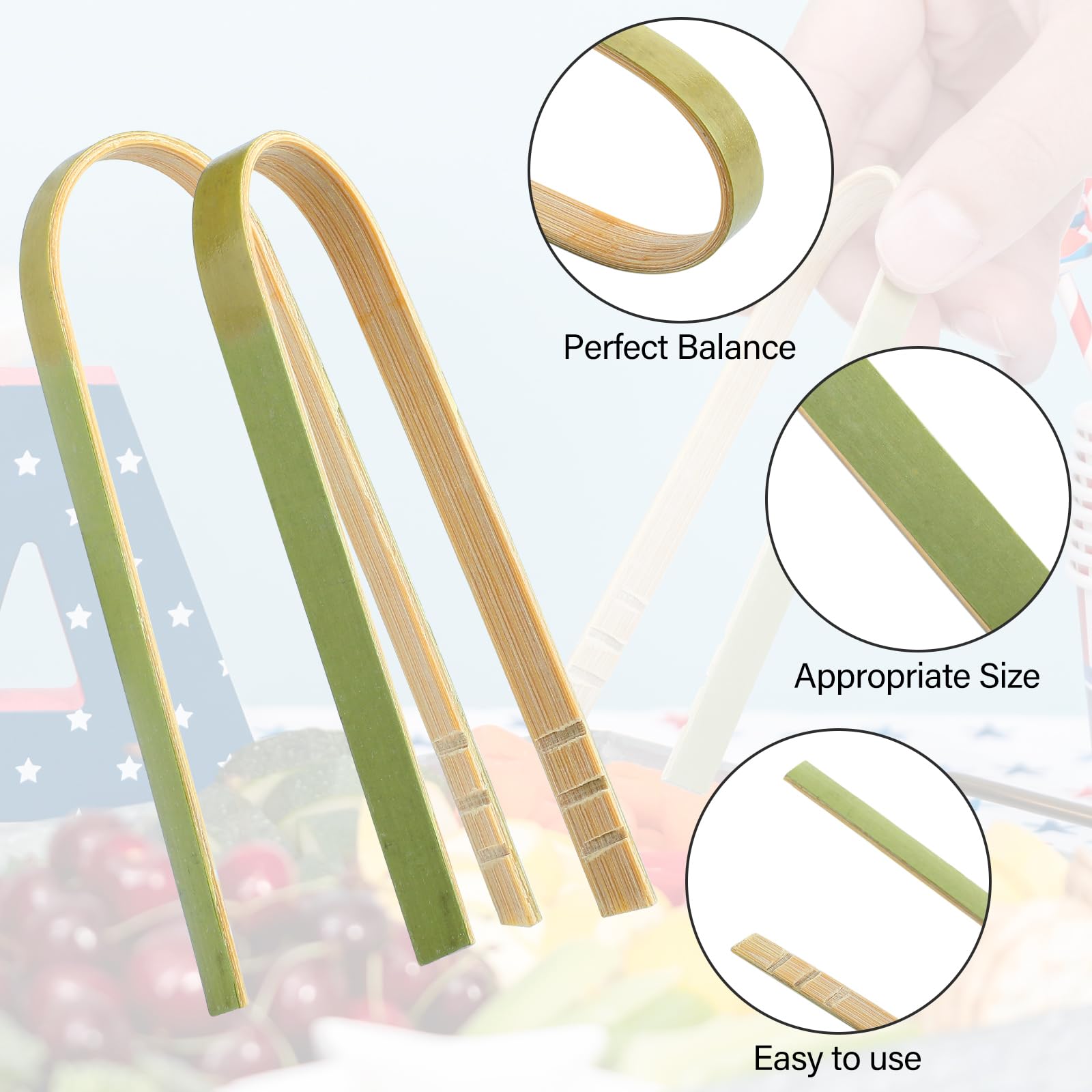Thyle 500 pinzas de bambú, mini pinzas desechables de bambú de 4 pulgadas, pinzas largas de bambú verde para tostadora, utensilios de cocina desechables para charcutería, servir alimentos, cocina, té,