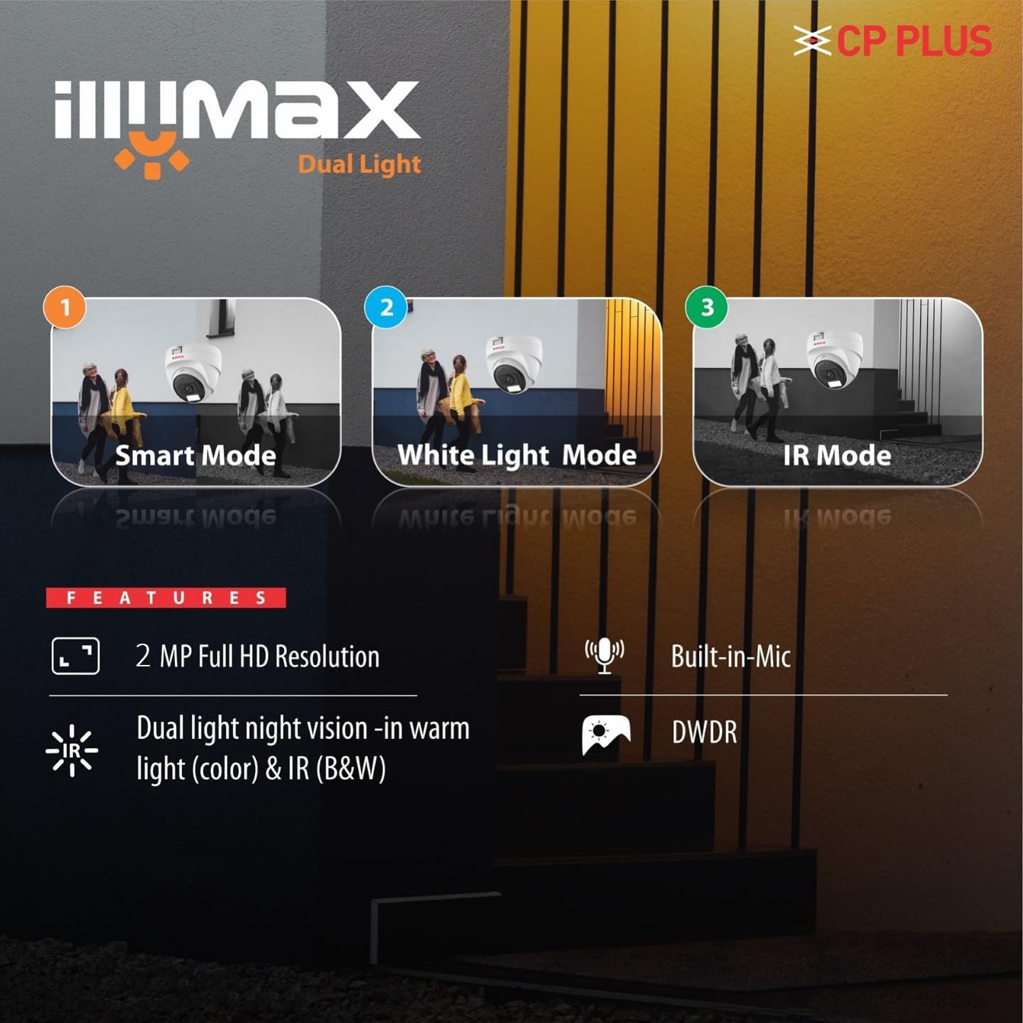 CP-Plus DC24PL3C-L 2.4MP HD Dual Light Hybrid Illumax Full Color-On-Motion IR Dome Security Camera | 3.6 mm Fixed Lens | Illumination Range of 30 Mtrs, IP67- CP-URC-DC24PL3C-L — Amazon image 4