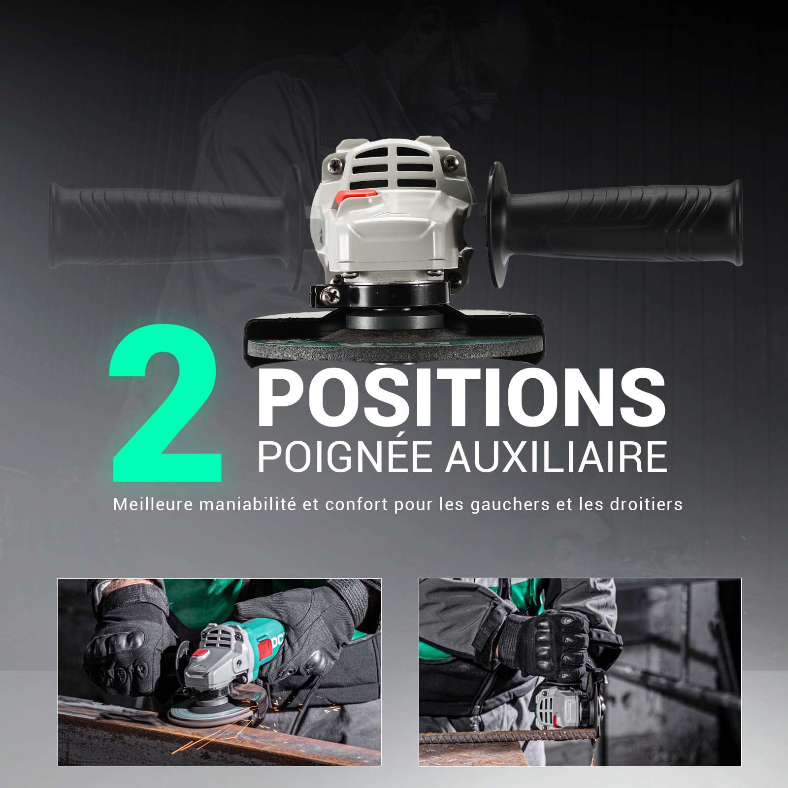 DCA Meuleuse d'Angle 860W 125 mm, 11.800 tr/min, Corps Ultra-Mince (Circonférence 178 mm), Carter d'engrenage Compact, 1,6 kg Légère pour Meulage et Tronçonnage