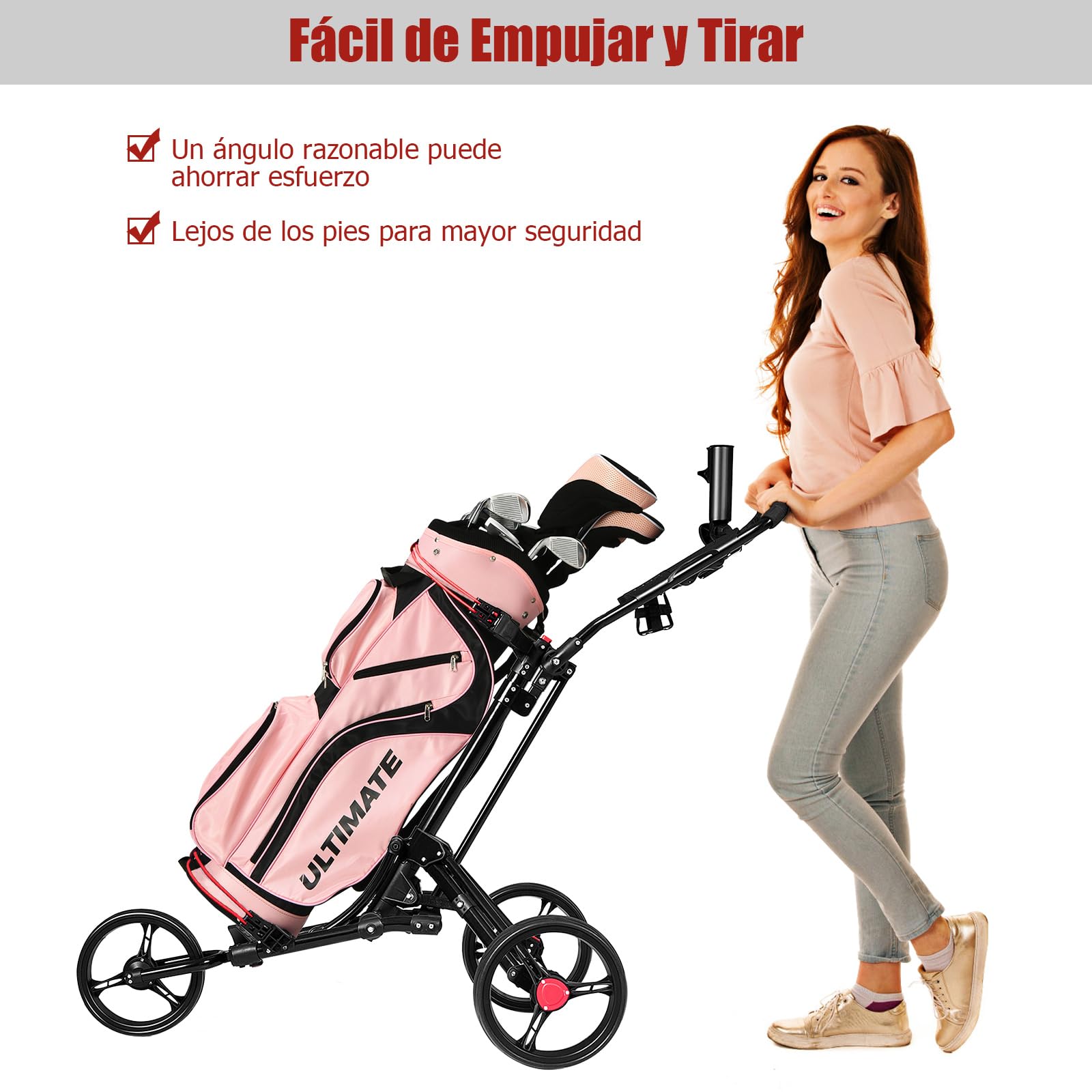 GOPLUS Wózek Golfowy Składany 3 Koła z Szybkim Mechanizmem Składania