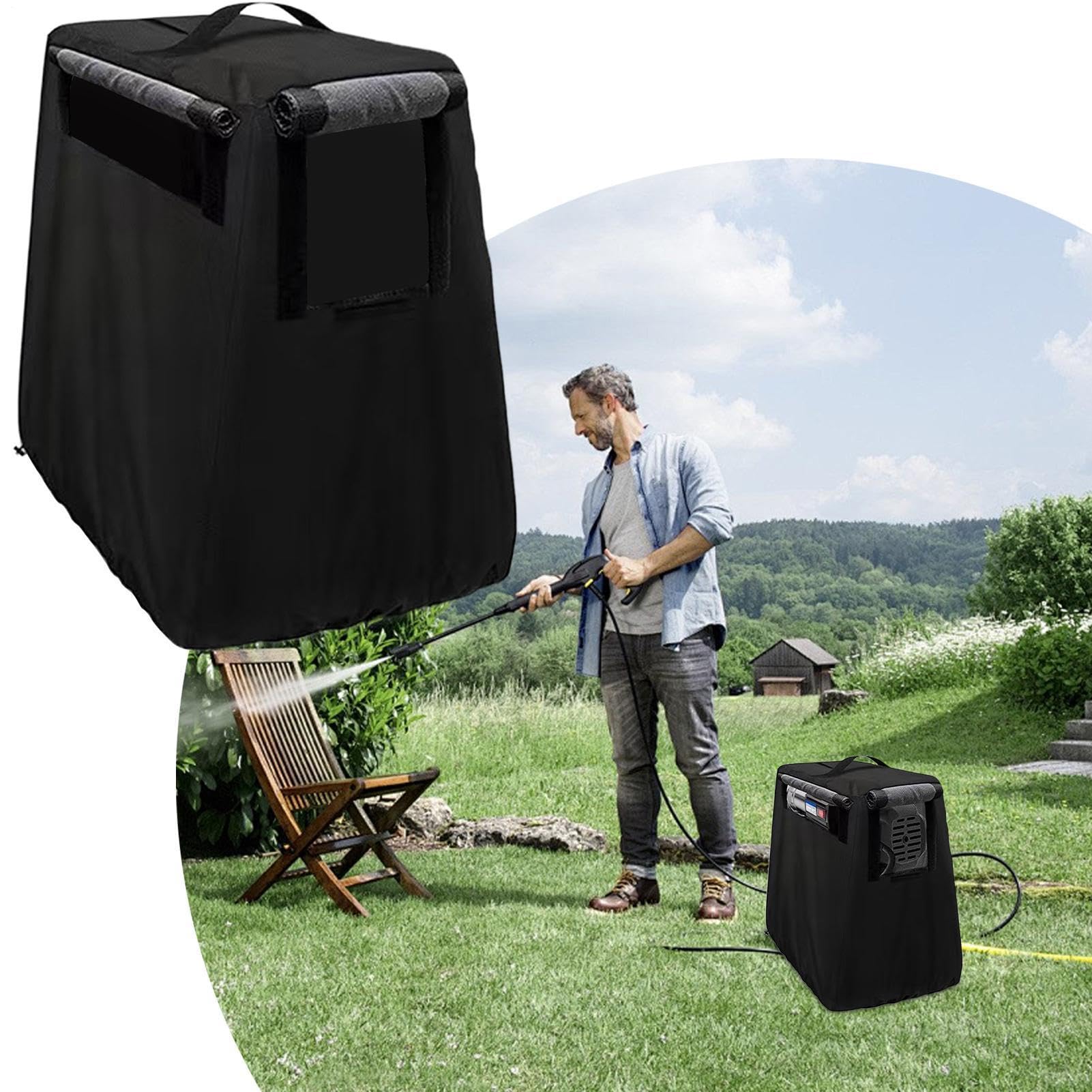 Brunnenpumpenabdeckung, wetterfester Schutz für Maschinen mit isolierter Schicht, Oxford-Material mit robuster Befestigung, Sonnenschutz, Outdoor-Nutzkoffer, 73 x 48 cm, Dunkelgrau