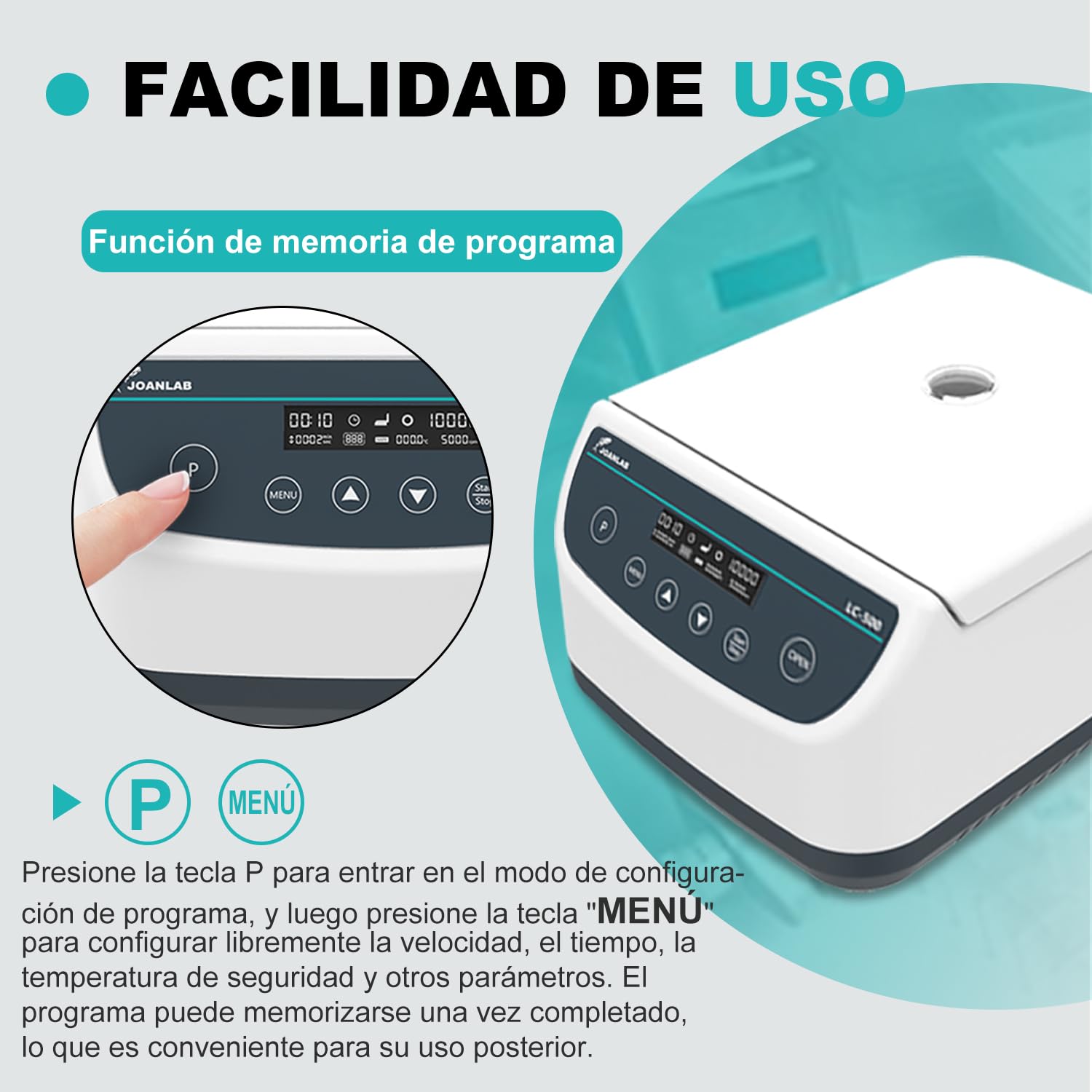 JOANLAB Centrífuga de Laboratorio 500-4000 RPM 2146 xg 9 Programas Temporizador LC-500