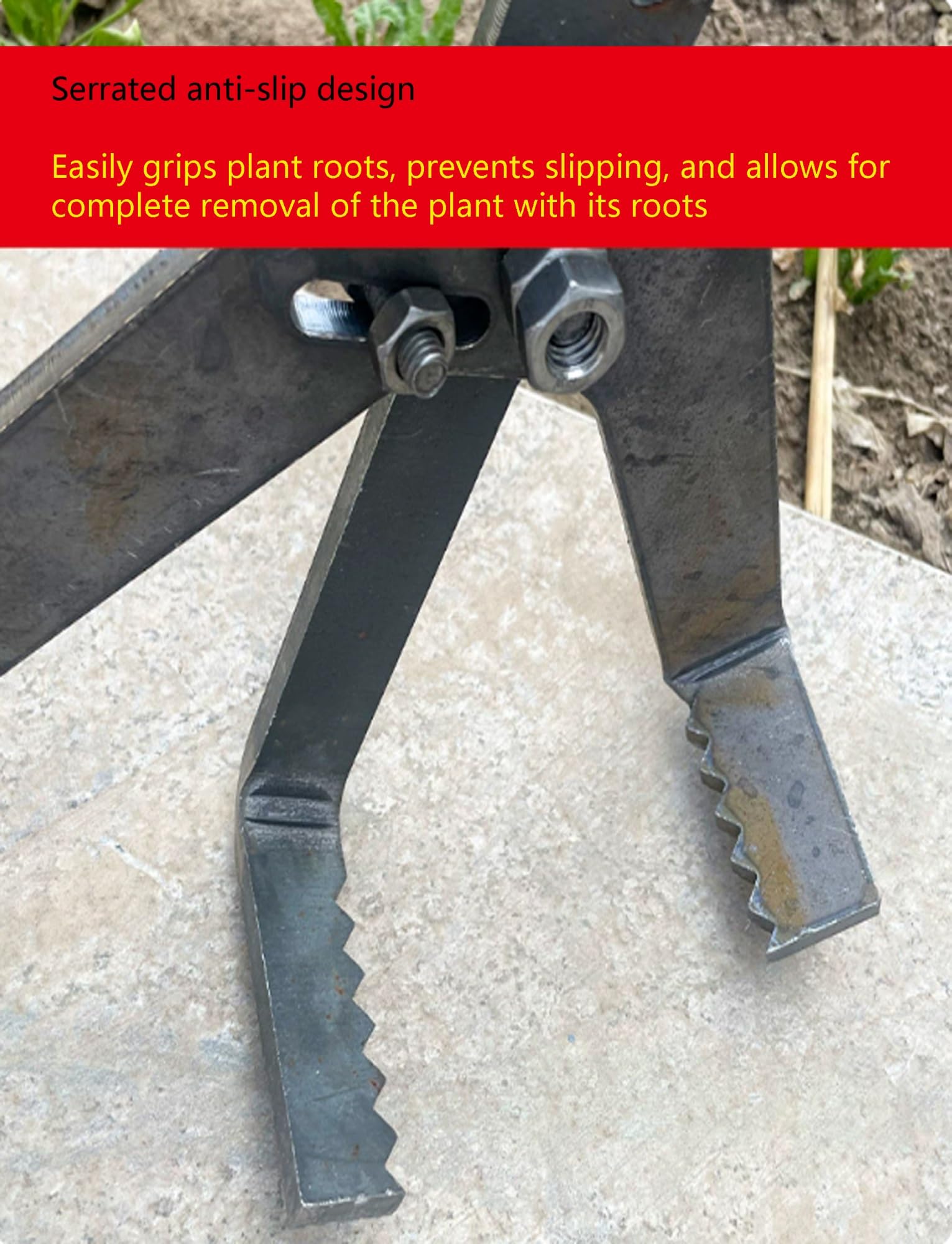 Herramienta de extracción manual de tocones, mango antideslizante dentado, herramienta de jardín para uso multiusos de raíces y patios, resistente para granjas y proyectos de paisajismo